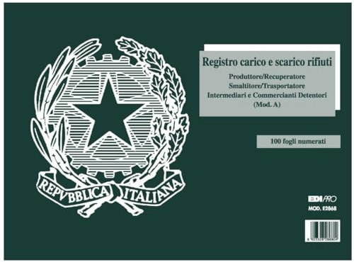 EDIPRO - E2868 - Blocco carico/scarico rifiuti detentori (Modello A) 100 pagine numerate f.to 22,5x29,7