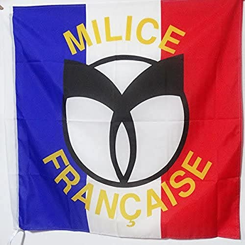 AZ FLAG - Drapeau Milice française - 90x90 cm - Drapeau France Régime De Vichy 100% Polyester Avec Fourreau et Cordelette - Pavillon 80 g