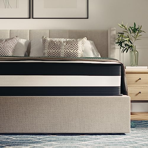 Flash Furniture Hybrid Spring Coil Foam Mattress For Double Bed, Medium Tension Pocket Spring Mattress with 12 Inch Foam, Double Mattress, 135x190x30, White