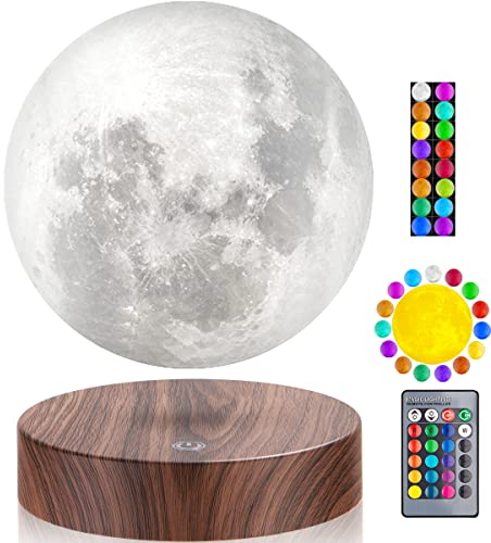 VGAzer mond lampe 3D Druck magnetschwebende mondlicht Lampen Rotierende Schwebende Mondlampe für Zuhause, Büro Decor (Helles Holz)
