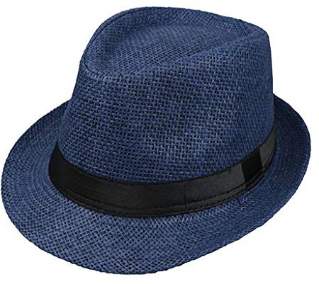 luosh Children Kids Summer Beach Straw Hat Jazz Panama Trilby Fedora Hat Gangster Cap Outdoor Breathable Hats Girls Boys Sunhat
