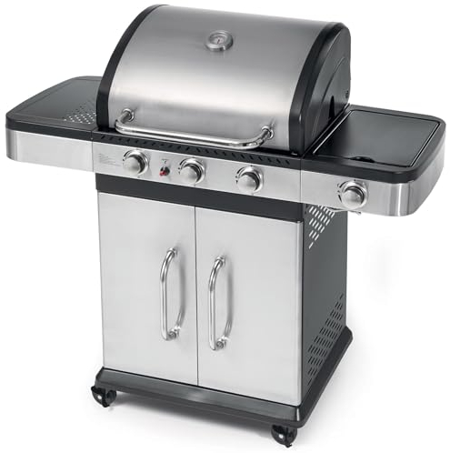 Barbecue a Gas Indianapolis 4 Ompagrill 3 Bruciatori Fornello Laterale Ruote