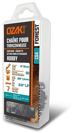 OZAKI - Chaîne Tronçonneuse .3/8 LP (Low Profile) - Jauge 1,3 mm (0,50) - Profil de Gouge Semi-Carré - 50 Entraîneurs