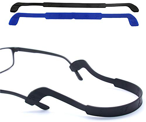OPUGIT Brille Strap Brillenband Antirutsch Silikon Brille Strap Brille Retainers Sport Elastic Soft Sonnenbrille Kordelhalter für Männer Frauen 2PCS,Schwarz/Blau