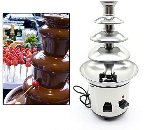 4 våningar, chokladfontän i rostfritt stål, chokladfontän 170 W, gör-det-själv chokladfontän professionell chokladfontän med livsmedelssäker transportsnäcka för fest, bröllop, 220 V