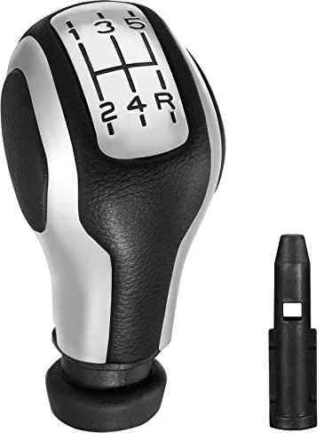 Spurtar Cuero Pomos de Palanca de Cambios 5 Velocidades Manual Palanca de velocidad del coche para Peugeot 206 207 208 306 307 308 1007 3008 para Citroen C1 C2 C3 C4 con Adaptador