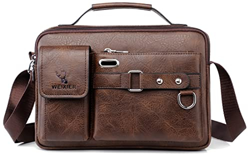 Goecice Umhängetasche Herren Leder Schultertasche Herren Hohe Kapazität Handtasche Vintage Messenger Bag Casual Tasche Herren für Arbeit Reise