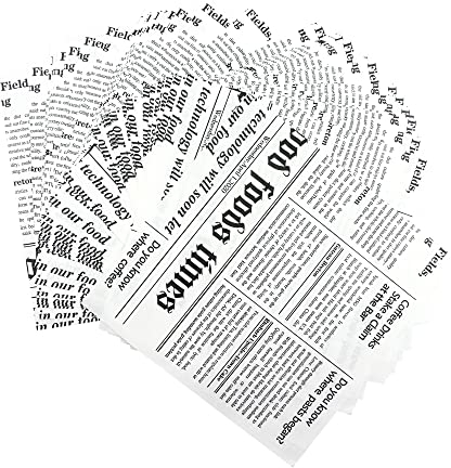 Papel Antigrasa Hamburguesa Encerado Alimentos - Estilo Retro PerióDico Antiguo Horneado Regalo Chips Fritos AntíGena Encerada Comida Pastel Queso SáNdwich Pan Mantequilla (18x18cm) 100 Piezas