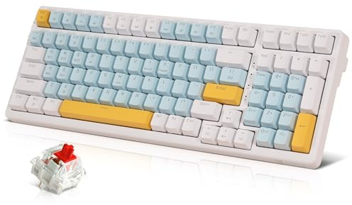 Qisan Mechanical Wireless Keyboard USB Wired Gaming Keyboard Ice Blue Led Backlit Keyboard Red Switch 100 Keys US Layout | Computer Accessories | Mechanical Keyboards Wireless | Gaming Keyboards