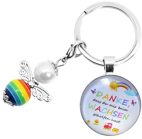 Danke, Dass du mir beim Wachsen Geholfen Hast! Schutzengel Schlüsselanhänger mit Karte Glücksbringer Abschiedsgeschenk Erzieherin, Tagesmütter Schulanfang Kindergarten