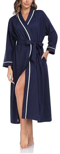 Colorfulleaf Camicia da Notte da Donna a Maniche Lunghe, Sleepshirt con Morbido Scollo a V, Negligee da Notte, Biancheria da Notte per Donne, Sleepshirt, A-blu navy, S