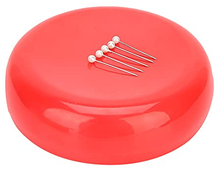 Round Magnetic Pin Cushion Sewing Needle Holder, Storage Case Household Supplies, Paper Clips for Office Supplies School Personal Document Organizing Classifying (Red)