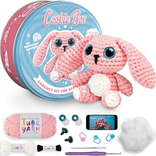 Cookie Box Crochet Kit for Beginners, Bunny Lola