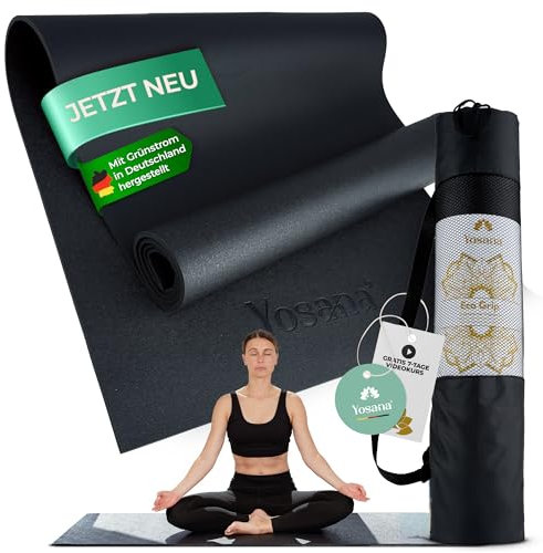 Yogamatte rutschfest inkl. Tragetasche & Videokurs I OEKO-TEX 100 hautverträgliche Pilatesmatte I Gymnastikmatte Sportmatte 183x60cm I weiche Yoga Matte 6mm Dick