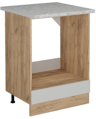 Vicco Herdumbauschrank R-Line, Herdschrank, Weiß Landhaus, 60 cm AP Marmor