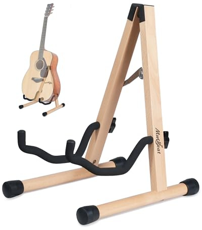 Musbeat soporte y guitarra suelo acolchado para guitarra acústica y eléctrica, madera de haya