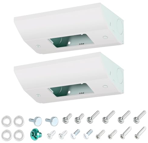 2 Pack Low Profile Under Cabinet Outlet Box, Slim Under Cabinet Electrical Outlets, Easy to Install, Heavy Duty Metal Structure, Excellent Surface Powder Coating, Keep Tile Backsplash Tidy