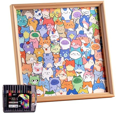 Puzzle pour - Motif Chat à Peindre | Cadre Photo Puzzle en Bois à Peindre | pour Jeunes, Adolescents, Hommes, Femmes, garçons et Filles | Maison, cheminée, bibliothèque, Armoire, Table, café