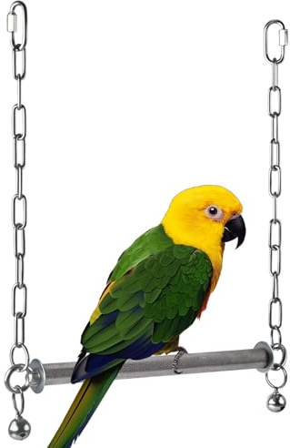 Columpios de Aves,Hamaca de pájaro de Acero Inoxidable - Patiquito con Campana | para cacatúa Conure Agapornis Canary Ara Grey Colirrojo cacatúa