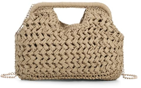BWBIKE Papperssugrör kuvertväska för kvinnor, sommar boho strandväska crossbody, vävd semesterväska för arbete, bröllop och fest