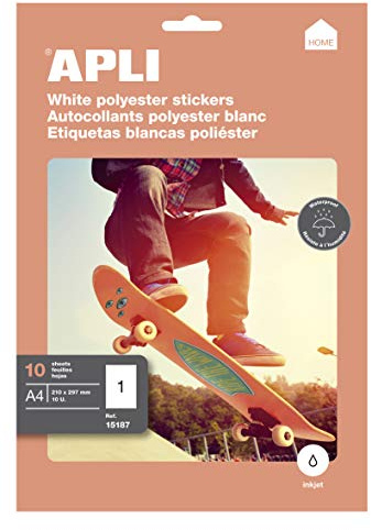 APLI 015187 polyester bläckstråleskrivare 210 x 297 mm vit (paket med 10