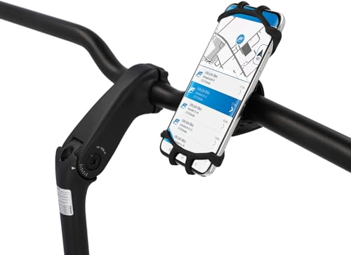 Fischer Fahrrad Smartphonehalter Silikon 360°, sichert das Smartphone von Allen Seiten, fü Fahrrad und Motorrad, einfach zu montieren, schwarz, 1 Stück