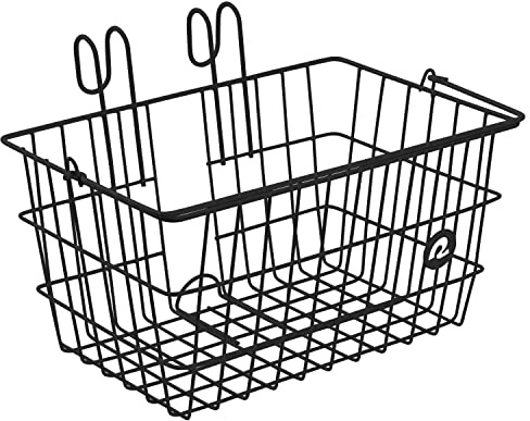 R﻿etrospec Apollo-Lite Lift-Off Front Bike Basket, Lightweight Steel ﻿with Integrated Detachable Hooks and Built-in Handle for Easy Assembly and Portability
