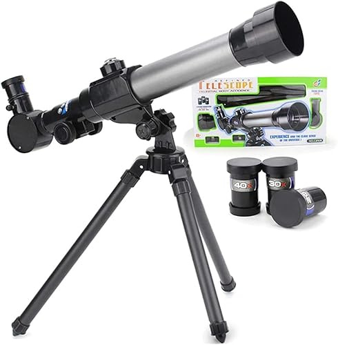 GINGER TECH Teleskop för barn nybörjare, 60 mm HD bärbart astronomi refraktorteleskop med justerbart stativ, 20 x 30 x 40 x förstoring, astronomiskt teleskop för vuxna barn