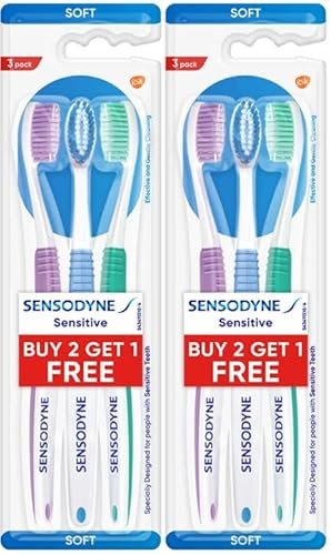 Sensodyne Lot de 6 brosses à dents sensibles, douces (la couleur peut varier)