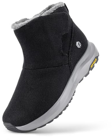 FitVille Botas de Invierno Extra Anchas para Hombre Botas de Nieve con Forro cálido Zapatos Anchas de caña Corta Botas Planas para Exteriores Antideslizantes Negro 49 EU X-Ancho