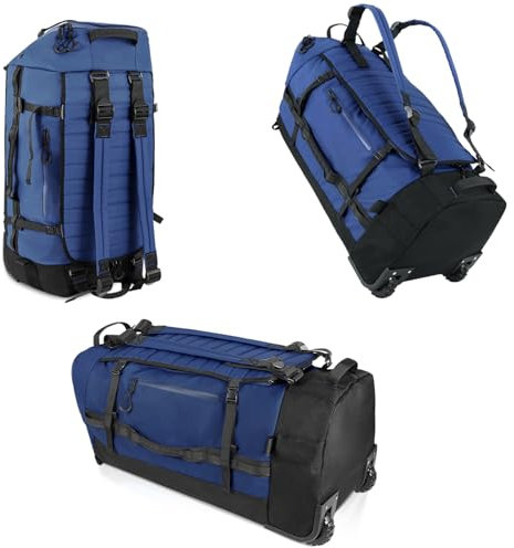 CONTAIL Rollendes Reisegepäck Leder Seesack mit Rädern,Navy