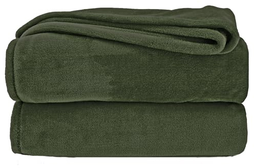 Kuscheldecke flauschig Flanell Wohndecke warm Oekotex Tagesdecke Überwurf Sofadecke fusselfrei Fleecedecke Super Soft XL Decke 150x200 cm Typ380 Oliv