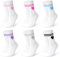 HAGOT 6 Paar Damen Tennis Socken, Tennissocken Damen, Frottee Sohle Atmungsaktiv Baumwollsocken, mit Streifen Herz Weiß Tennis Socken