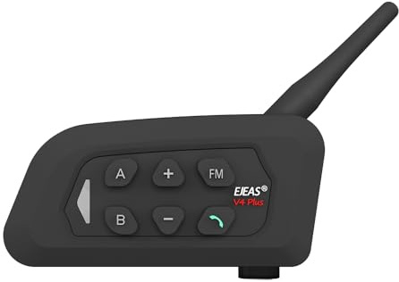SolaMr V4 Plus Hjälmk bluetooth-headset, Motorcykelinterkom, Motorcykelhjälm bluetooth 5.1 med CVC-bruskminskning, FM-radio & 4-vägs interkom upp till 1500M - 1 PACK