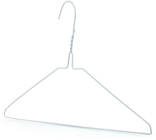 JH AUTOSTORES - Paquete de 50 perchas de ropa para adultos, 40 cm, alambre blanco, liso, metal, traje, camisa, barra, acero, 40 cm, 13 g