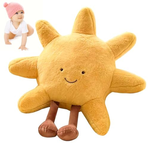 QITIXI:OU Cuscino decorativo in peluche a forma di sole – 48 cm morbido cuscino da sole per bambini e bambini, 4D peluche a forma di sole, cuscino decorativo a forma di sole
