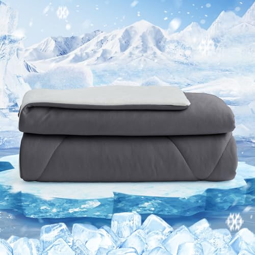HOMFINE Manta Refrescante para Personas - Doble Cara Manta de Verano para Sofa Cama Verano Q-MAX>0.4 Suave Manta de enfriamiento, Cooling Blanket, Anti Estático, Gris, 150 x 230 cm