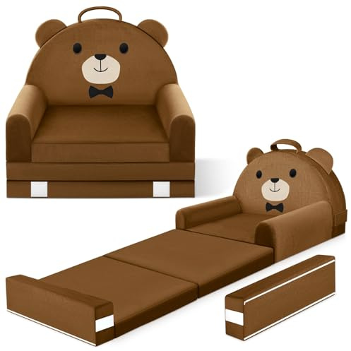 JUOIFIP Sofá Infantil, 2 en 1 Silla Plegable para niños, 150cm Suave sofá de Terciopelo de Cristal para los niños pequeños para el Dormitorio, Sala de Estar