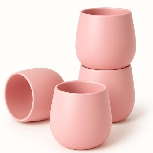 Goodwei Set di tazze da tè in ceramica giapponesi – 4 pezzi, forma arrotondata, elegante e moderna, tazze da tè per tè, latte matcha, succhi e altro ancora, 200 ml