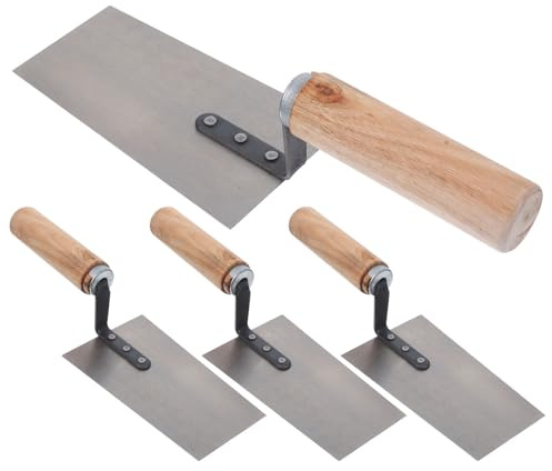 Baluue 4 pezzi Frattazzo in Acciaio Inox per Intonaco e Rasatura Cazzuola per Stuccatura e Lavori di Muratura Utensili per Finitura e Riparazioni Murarie Manico in Legno Ergonomico