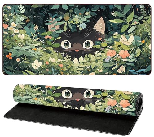 ZXTGBQ XXL Alfombrilla RatóN, Alfombrilla Gaming Xxl Alfombrillaescritorio 800x300 Mm, Alfombra Escritorio Gaming Con Base De Goma Antideslizante, Mouse Pad Grandes ConpatróN De Gato Parahogar/Oficina