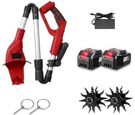 WAFOHSR Coltivatore Elettrico Senza Spazzole Rasaerba Rototiller Scarificatore Fili Attrezzo da Giardino for Batteria 18V Pin Potenza Elevata(2 Battery Set)