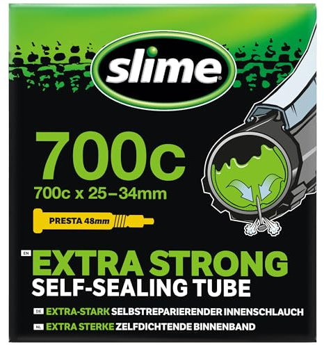 Slime 30062 Camera d'Aria per Biciclette con Gel Antiforatura Slime, Autoriparante, Prevenzione e Riparazione, Valvola Presta, 700c x 25-34mm