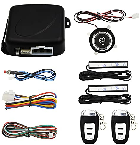 3T6B Passive Keyless Entry Car Alarm System PKE Engine Starter Push Button Vehicles Start/Stop Kit Safe Lock with 2 Smart Key (Upgrade)