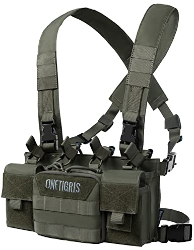 OneTigris CORDURA Chest Rig MOLLE Taktische Funktionsweste |MEHRWEG Verpackung (Ranger Grün)