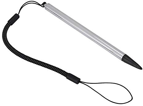 Universell pekpenna, svart/silver/röd resistiv stylus POS PDA navigator surfplatta skärm pekmålning penna med hängande fjäderrep (silver)