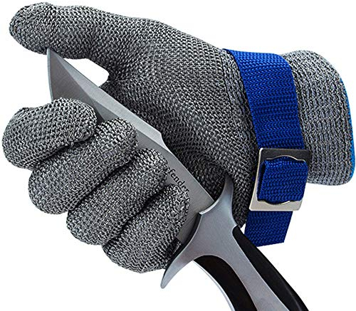 CPTDCL Level 9 Cut Resistant Glove Stainless Steel Mesh Metal Wire Glove Durable Rustproof Butcher Kitchen Cutting Protection (M)