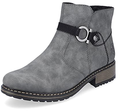 Rieker Damen Ankle Boots Z6869, Frauen Stiefeletten,uebergangsstiefel,gefüttert,Winterstiefeletten,Stiefel,Bootee,Booties,grau (45),39 EU / 6 UK