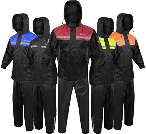 Alpha Cycle Gear - Combinaison de pluie imperméable réfléchissante pour homme et femme - Rouge - Taille XL