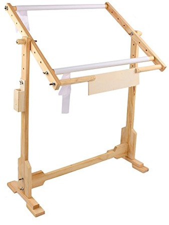 Adjustable Wooden Frame Embroidery Stand - Cross Stitch Floor Stand with 5 Height Levels & 360° Rotation